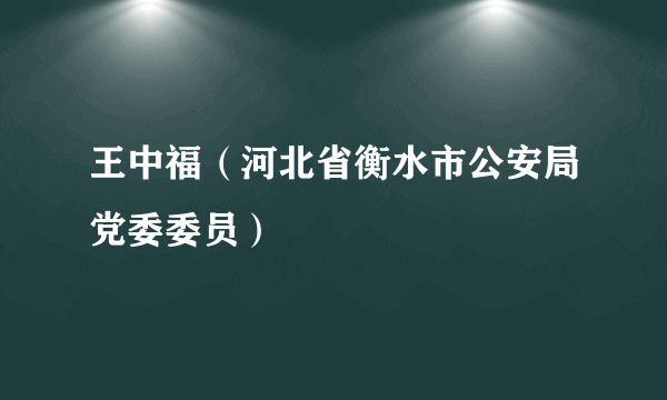 王中福（河北省衡水市公安局党委委员）