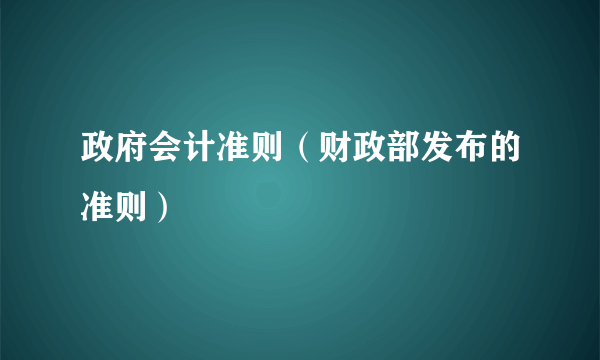 政府会计准则（财政部发布的准则）