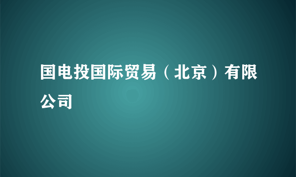 国电投国际贸易（北京）有限公司