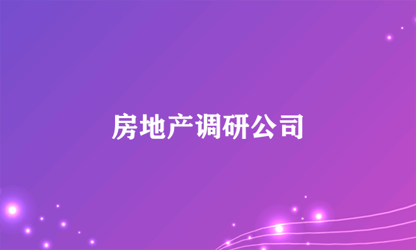 房地产调研公司