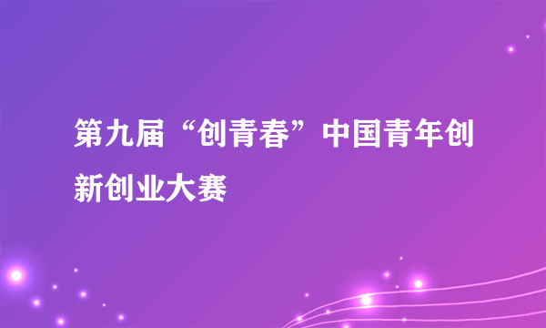 第九届“创青春”中国青年创新创业大赛