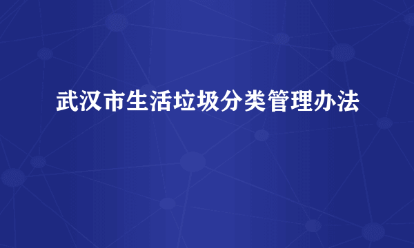 武汉市生活垃圾分类管理办法