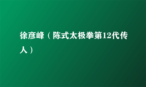 徐彦峰（陈式太极拳第12代传人）