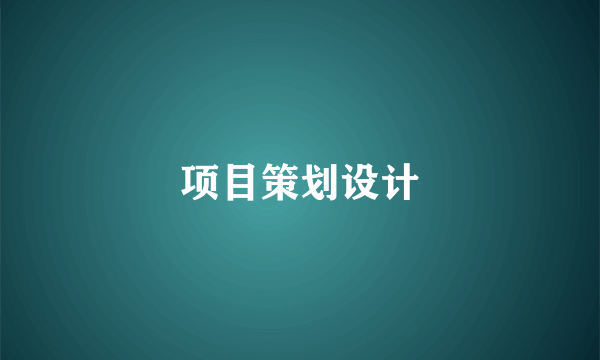 项目策划设计