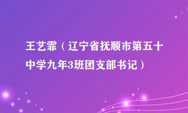 王艺霏（辽宁省抚顺市第五十中学九年3班团支部书记）