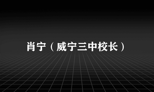 肖宁（威宁三中校长）