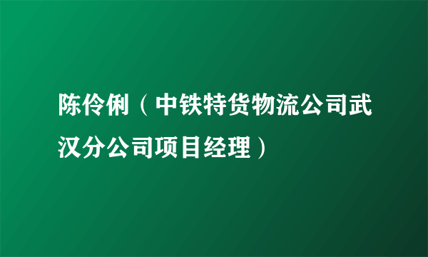 陈伶俐（中铁特货物流公司武汉分公司项目经理）
