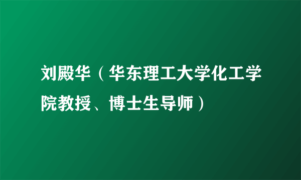 刘殿华（华东理工大学化工学院教授、博士生导师）