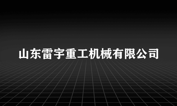 山东雷宇重工机械有限公司