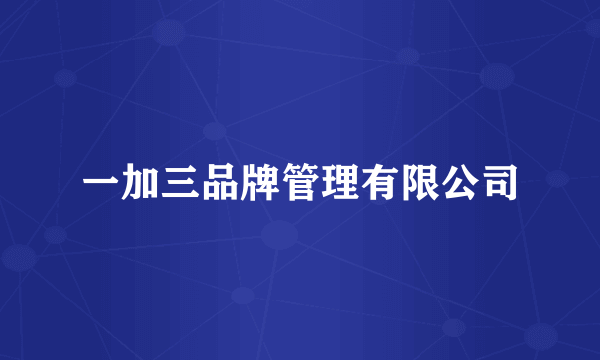 一加三品牌管理有限公司