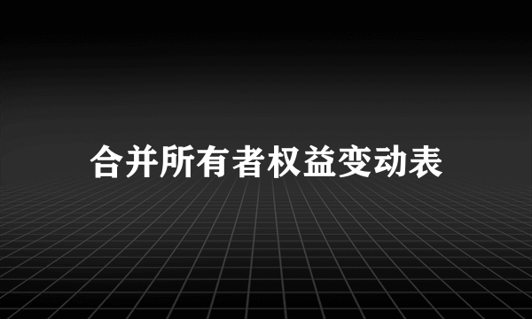 合并所有者权益变动表