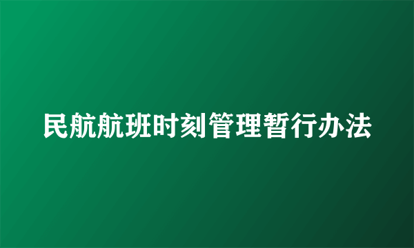 民航航班时刻管理暂行办法