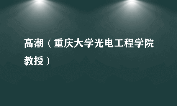 高潮（重庆大学光电工程学院教授）