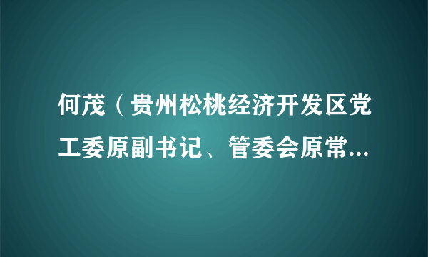 何茂（贵州松桃经济开发区党工委原副书记、管委会原常务副主席（正县长级））