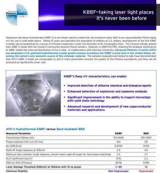 氟代硼铍酸钾晶体