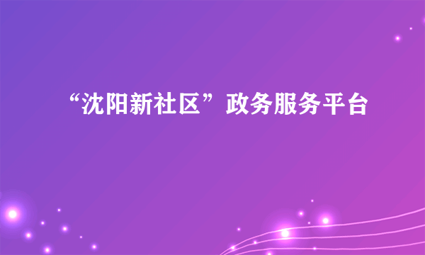 “沈阳新社区”政务服务平台