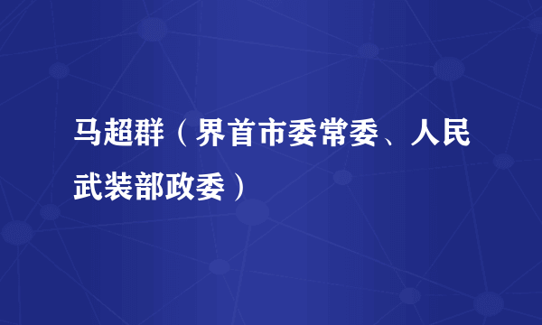 马超群（界首市委常委、人民武装部政委）