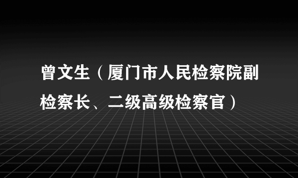 曾文生（厦门市人民检察院副检察长、二级高级检察官）