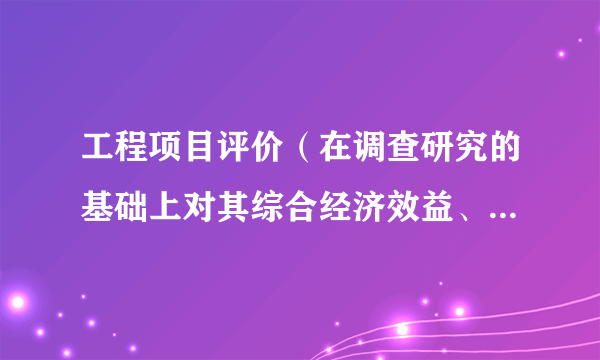 工程项目评价（在调查研究的基础上对其综合经济效益、社会效益给予定性定量的评价）