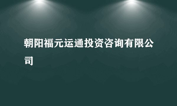 朝阳福元运通投资咨询有限公司
