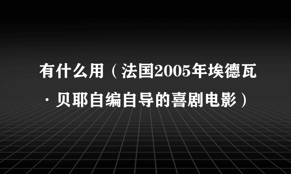 有什么用（法国2005年埃德瓦·贝耶自编自导的喜剧电影）