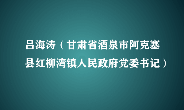 吕海涛（甘肃省酒泉市阿克塞县红柳湾镇人民政府党委书记）