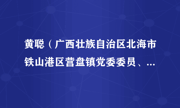 黄聪（广西壮族自治区北海市铁山港区营盘镇党委委员、统战委员、副镇长）