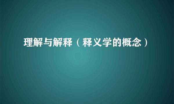 理解与解释（释义学的概念）