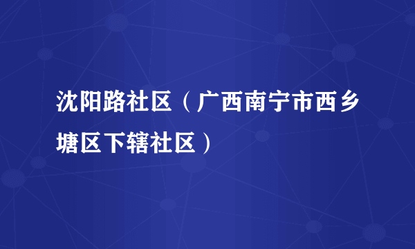 沈阳路社区（广西南宁市西乡塘区下辖社区）