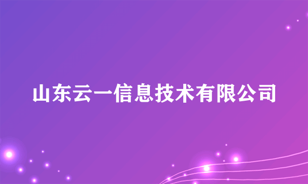 山东云一信息技术有限公司