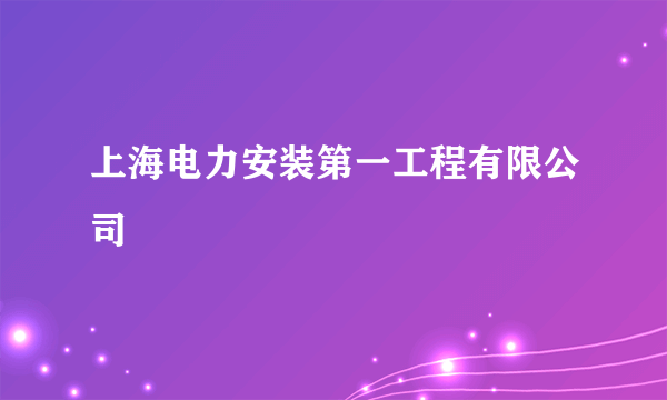 上海电力安装第一工程有限公司