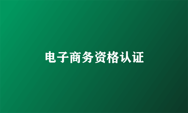 电子商务资格认证