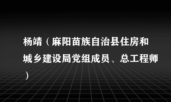 杨靖（麻阳苗族自治县住房和城乡建设局党组成员、总工程师）