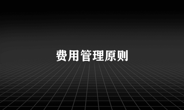 费用管理原则