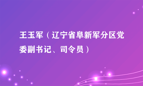 王玉军（辽宁省阜新军分区党委副书记、司令员）