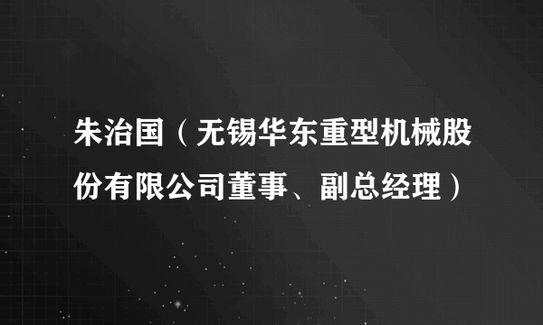 朱治国（无锡华东重型机械股份有限公司董事、副总经理）