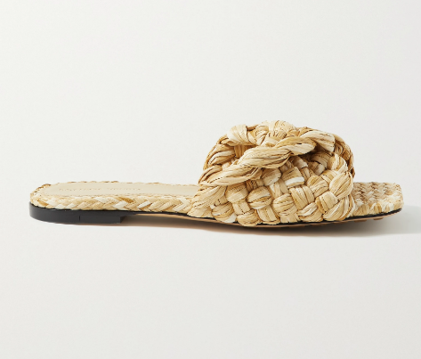 Intrecciato拉菲草拖鞋