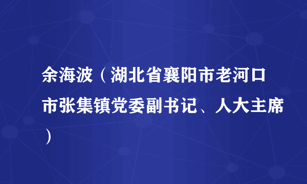 余海波（湖北省襄阳市老河口市张集镇党委副书记、人大主席）