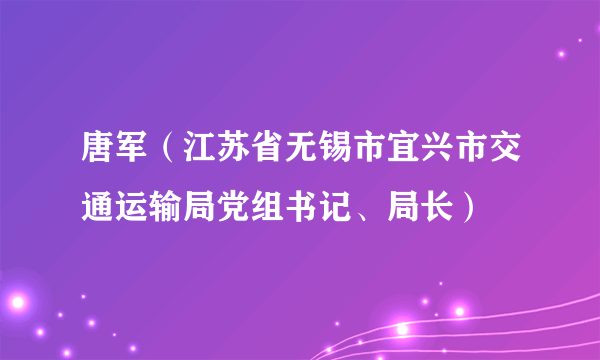 唐军（江苏省无锡市宜兴市交通运输局党组书记、局长）