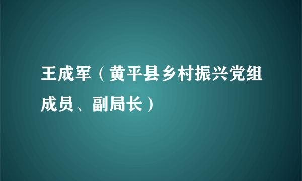 王成军（黄平县乡村振兴党组成员、副局长）