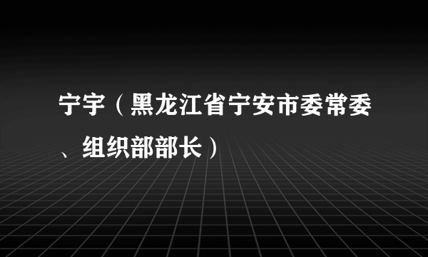 宁宇（黑龙江省宁安市委常委、组织部部长）