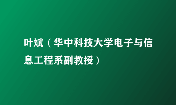 叶斌（华中科技大学电子与信息工程系副教授）