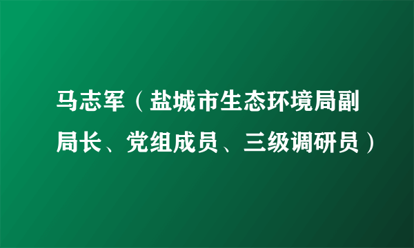 马志军（盐城市生态环境局副局长、党组成员、三级调研员）