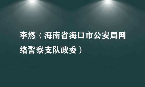 李燃（海南省海口市公安局网络警察支队政委）