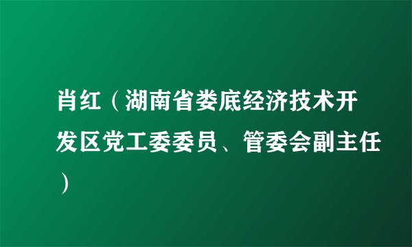 肖红（湖南省娄底经济技术开发区党工委委员、管委会副主任）
