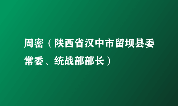 周密(陕西省汉中市留坝县委常委、统战部部长)