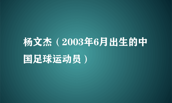 杨文杰（2003年6月出生的中国足球运动员）