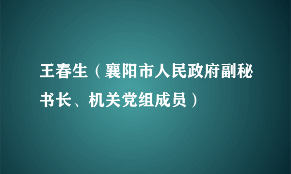 王春生（襄阳市人民政府副秘书长、机关党组成员）