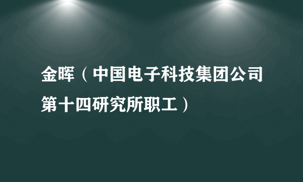 金晖（中国电子科技集团公司第十四研究所职工）