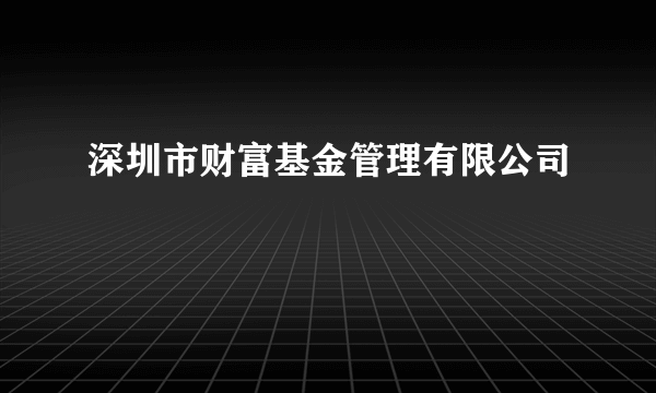 深圳市财富基金管理有限公司